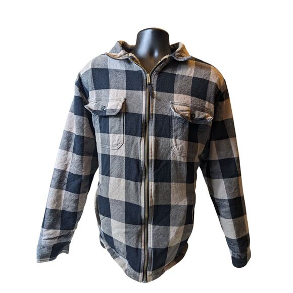 Field N Forest Sherpa Flannel Jacket Men XLT Zip BuffaloPlaid Lumberjack Shacket - Picture 10 of 13